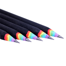 5 Pcs Rainbow Wooden 2B Pencils Kawaii Gradient Student Cylindrical Pencil For Kids Gift School Supplies Pencil Stationery J20 2024 - buy cheap
