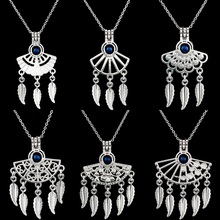 Silver Color Sector Leaf Tassel Filigree Pendant Perfume Diffuser Beads Pearl Cage Locket Necklace Women Girl Party Gift 2024 - buy cheap