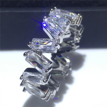 Модное кольцо из стерлингового серебра 925 пробы, продолговатое кольцо AAAAA с кубическим цирконием, обручальные кольца для женщин и мужчин, вечерние ювелирные изделия 2024 - купить недорого
