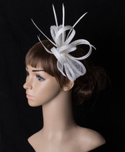 Sinamay Fascinator Hats with Feather Good Bridal Wedding Hats Cocktail Hats Very Nice Flower Headwear Formal Ladies Headdress 2024 - buy cheap