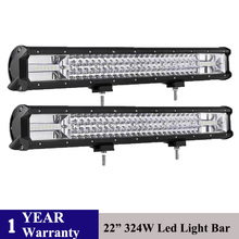 Barra de luz Led de trabajo para coche, 324W, 22 ", Combo de haces rectos, 4x4, accesorios, foco automático, lámpara de inundación, faro LED de 12v y 24v 2024 - compra barato