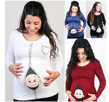Маг-ходунки Одежда для беременных женщин модные топы для беременных с длинным рукавом забавные детские футболки для беременных 2024 - купить недорого