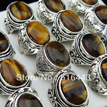 Big Mix Style Lots 5pcs Vintgage Silver Natural Tiger eye Stones Retro Women Mens Rings Wholesale Jewelry A-653 2024 - buy cheap
