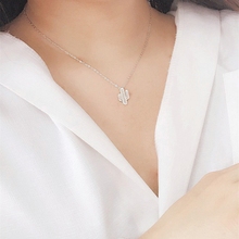 Женское Ожерелье С КАКТУСОМ, серебряная цепочка до ключиц в Корейском стиле 2024 - купить недорого