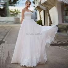 A Line Wedding Dresses Lace Appliques Bow Belt Sweetheart Tulle Sleeveless Vestido De Novia 2019 Bridal Gowns Plus Size 2024 - buy cheap
