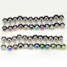 24pairs/lot 4MM width black circle Double-sided Austrian crystal titanium steel dumbbell Lovers' earrings 24 color 2024 - buy cheap