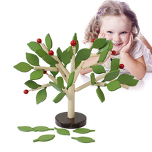 Montado Madeira Da Árvore De Folhas Verdes de Construção Bloco de Brinquedos De Madeira Montessori Brinquedo Educacional Das Crianças do Brinquedo Aprendizagem Precoce 2024 - compre barato