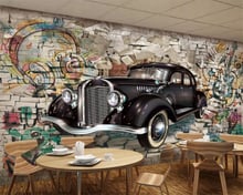 Beibehang papel de parede personalizado 3d, murais fotográficos vintage para caminhada, carro estéreo, restaurante, bar, mural de fundo 2024 - compre barato