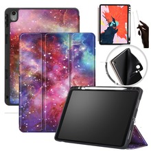 Funda para ipad pro 11 2018 caso com suporte de lápis inteligente couro do plutônio trifold + tpu macio voltar capa para novo ipad pro 11 polegada 2024 - compre barato