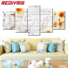 REDIY LADIY Diamond Embroidery Triptych Welcome Home 5 Panels Modular Picture 5D Diamond Painting Cross Stitch Wall Arts Crafts 2024 - buy cheap