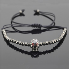 Anil Arjandas Men Bracelets, Water Proof 4mm Brass Beads Micro Pave Crystal CZ Skull Bracelet, Braiding Macrame Bracelet, Gift 2024 - buy cheap