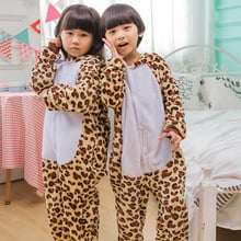 New Children'S Animal Pajamas Winter Warm Girl Boy Kids Pajama Cartoon Leopard Cosplay Onesie Hooded Cute Sleepwear 2024 - buy cheap