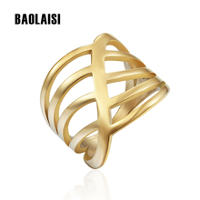 BAOLAISI Trendy Unique Rings For Women Gold-Color Stainless Steel Engagement Wedding Rings Femme Jewelry 2024 - buy cheap