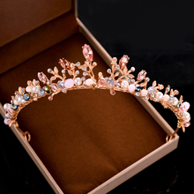 Baroque Vintage Champagne Crystal Tiaras And Crowns Handmade Pearl Women Bridal Wedding Hair Accessories Princess Diadems Party 2024 - buy cheap