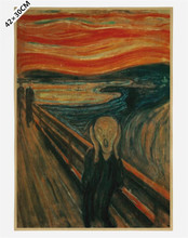 Vintage Classic Edvard Munch The Scream Skrik Painting Poster Retro Kraft Paper Bar Home Decor Wall Sticker 42x30cm 2024 - buy cheap