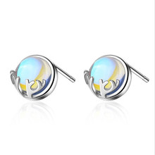 New Personality Fashion Flash Silver Plated Jewelry Moonstone Elk Crystal Deer Stud Earrings XZE154 2024 - buy cheap