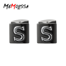 MeMolissa Stereo Relief Double-layer Block Letter S Cufflinks Black Plated Cuff Links for mens gemelos bouton manchette 2024 - buy cheap