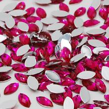 Gran venta 5x10MM 100 piezas acrílico espalda plana Marquesa Ojo de caballo Color rosa acrílico cuentas de diamantes de imitación decorar DIY 2024 - compra barato