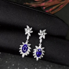 Pendientes de plata para mujer aretes con piedra preciosa de zafiro azul joyería de plata de ley 925 gema natural real cumpleaños regalo de Navidad 2024 - compra barato