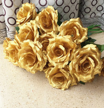 16 шт. один стебель Роза Камелия поддельные розы золото/серебро Цвета для свадьбы центральные домашний искусственные декоративные цветы 2024 - купить недорого