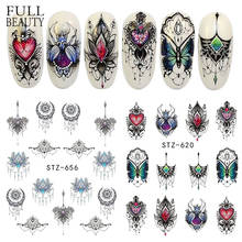 Full Beauty 1pcs Gorgeous Necklace Black Red Blue Sticker Nail Art Tattoos Water Nails Designs for Nail Sticker CHSTZ620-657 2024 - buy cheap