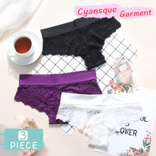 3 peças Rendas Cueca Ultra Macio das Mulheres Sexy Lace Calcinhas Tangas G Cordas Cueca Mulheres Cuecas Calcinha de Algodão Virilha 2024 - compre barato