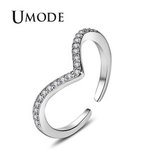 Женское кольцо-манжета с открытым сердцем UMODE, циркониевое кольцо с v-образным вырезом, ювелирные изделия для помолвки, новая мода AUR0434 2024 - купить недорого