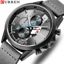 Men's Sports Watch with Chronograph CURREN 2019 Leather Strap Watches Fashion Quartz Wristwatch Business Calendar Clock Male 2024 - buy cheap