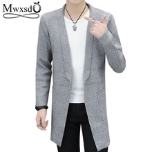 Mwxsd-cárdigan largo de algodón para hombre, Chaqueta de punto suave a la moda, de marca, prendas de vestir exteriores, Otoño e Invierno 2024 - compra barato