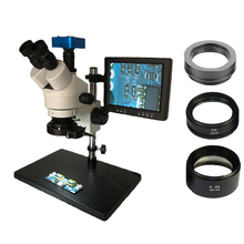 Microscópio trinocular simul-focal usb 7-45x, aparelho estéreo com suporte para reparo de telefone, para câmera de 21mp, 144 leds, hdmi 2024 - compre barato