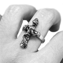 Drop Ship Cross Cobra Skull Ring 316L Stainless Steel Mens Women Fashion Cross Biker Ring 2024 - buy cheap