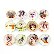 Wholesale 10pcs/lot New Snap Charms Jewelry Beautiful Mask Girl Art Glass Snap Buttons Fit 18mm/20mm DIY Snap Bracelet Necklace 2024 - buy cheap