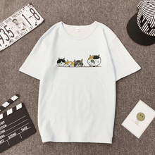 Verão 2019 tshirt casual manga curta camisetas bonito gato dos desenhos animados da família impressão camiseta o pescoço solto plus size 3xl camisas 2024 - compre barato