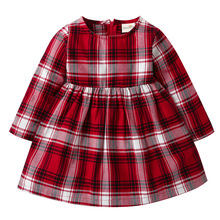 New Baby Girls Dress Spring Autumn England Style Red Plaid Long Sleeve Kids Children Cotton Casual Princess Dress 1-5 Years 2024 - buy cheap