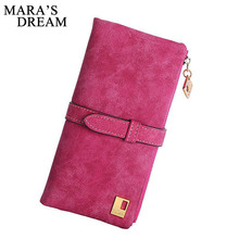 Mara's Dream 2021 Solid Drawstring Nubuck Leather Zipper Long Women Wallet Phone Bag Wallets Designer Purse Card Holder Clutch 2024 - buy cheap