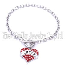 New Arrival HotSelling  fashoin rhodium plated with sparkling crystals CHEER  heart charm bracelet 2024 - buy cheap