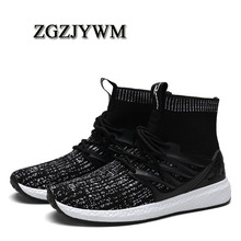 ZGZJYWM Fashion Spring Autumn High Top Elastic Band Men's Canvas Buckle Casual Canvas Ankle Boots Mens Footwear Flats Shoes 2024 - buy cheap