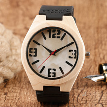Men Wooden Watch Pure Bamboo Modern Wristwatch Analog Sports Clock Man Quartz Black Genuine Leather Nature Wood Watches for Men 2024 - buy cheap