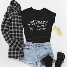 Футболка для женщин Crazy Goat, футболка унисекс с забавными животными для любителей козы, модная футболка в стиле графического гранжа, повседневные хлопковые топы tumblr 2024 - купить недорого