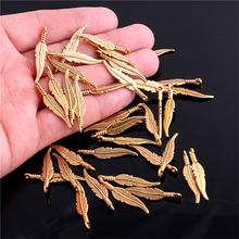 Sweet Bell  80 pcs 7*32mm  Antique gold  Zinc Alloy Feathers Charms Diy Jewelry Findings Jewelry Accessories wholesale D1003-1 2024 - buy cheap