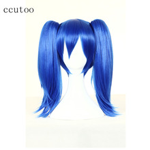 Ccukagerou peruca de cosplay projeto enomoto takane azul cacheado cabelo sintético perucas + dois clipes rabo de cavalo 2024 - compre barato