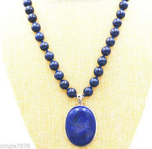 jewelry 8MM blue Lapis Lazuli Beads Necklace 18" & 18x28mm 2024 - buy cheap