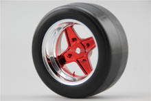 4 шт. RC жесткие шины для дрифта обод колеса с шиной Classic3CR 6 мм Смещение (хром + красная покраска) подходит для дрифтерного автомобиля 1:10 11115 + 20065 2024 - купить недорого