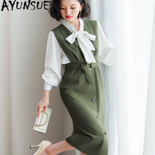 Spring Summer Dress Women Clothes 2020 Korean Elegant Bodycon Office Dress Two Piece Set Shirt + Strap Dresses ZT2089 2024 - buy cheap