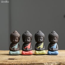 Criativo roxo argila chá animal de estimação budismo pequena meditação monge pequenas estátuas artesanato em miniatura buda estátuas mini budismo zen monge 2024 - compre barato