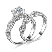 Bluelans Hot Fashion 2 Pcs Women's  Rhinestone Engagement Wedding Ring Set 2024 - buy cheap