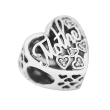 Love for Mother Cutout Heart Charms Jewelry DIY Making 100% 925 Sterling Silver Jewelry Mother's Day Gifts Fit Charm Bracelets 2024 - buy cheap