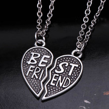 2Pcs Creative Style Fashion Friendship Broken Heart Parts Necklace 2 Best Friend Pendants Necklaces Share With Your Friends 2024 - buy cheap