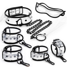 Transparent SM PU Leather Adjustable Handcuffs Restraints Ankle Cuff Bdsm Bondage Slave Neck Collar Adult Sex Toys For Couples 2024 - buy cheap