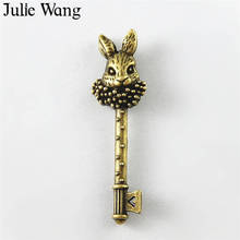 Julie Wang 10pcs Alloy Rabbit Key Antique Bronze Vintage Charms Necklace Pendants Earrings Jewelry Making Metal Accessory 2024 - buy cheap